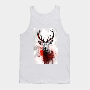 Red Deer Ink Painting Tank Top